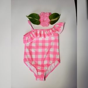 Carter's 1-piece swimsuit. Pink and White. Size 4